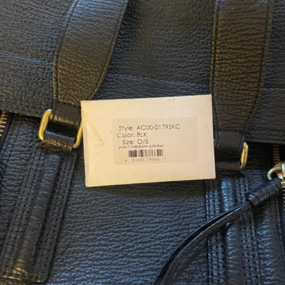 3.1 PHILLIP LIM Textured Calfskin Medium Pashli Satchel Black - Picture 4 of 7